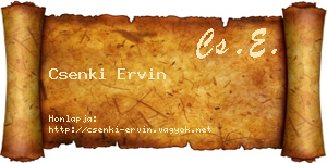 Csenki Ervin névjegykártya
