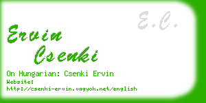 ervin csenki business card
